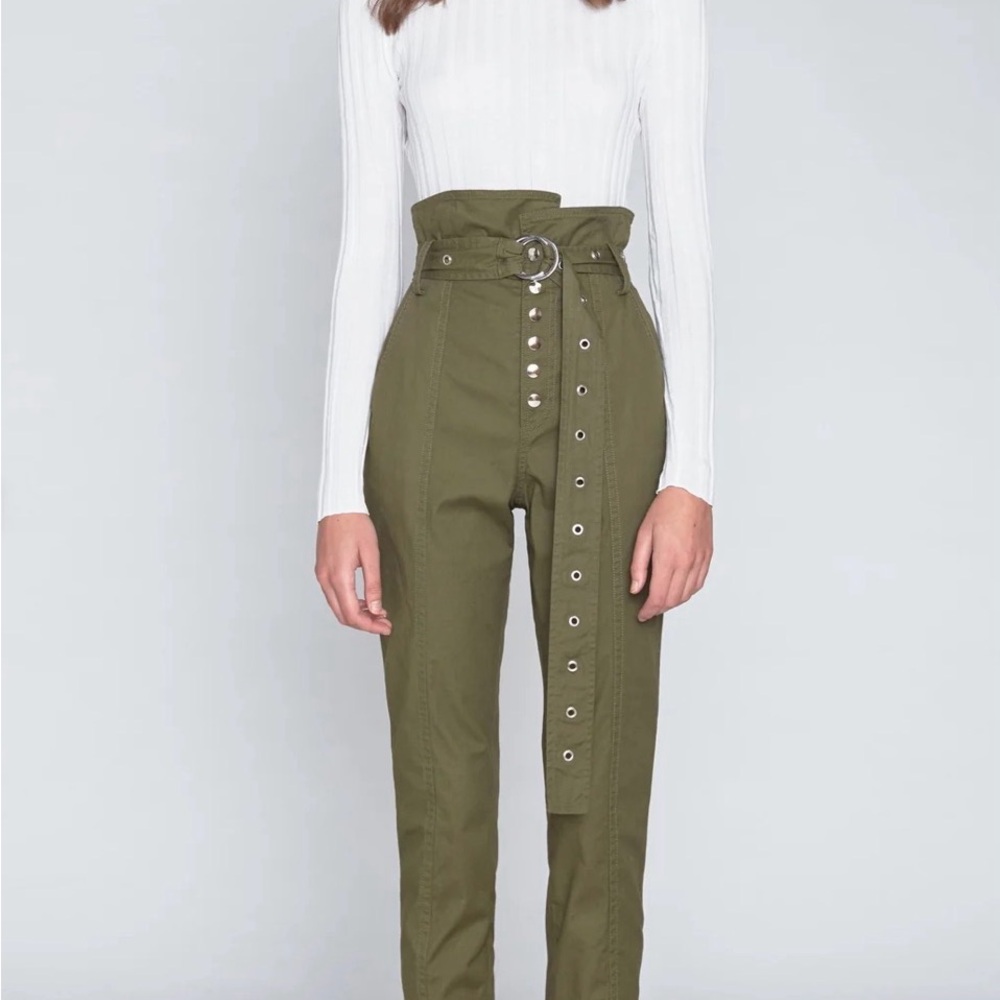 Marissa Webb Forest Green Belted High Waisted Trousers 6 New